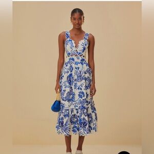 Off-White Flowerful Birds Lenzing™ Ecovero™ Euroflax™ Midi Dress